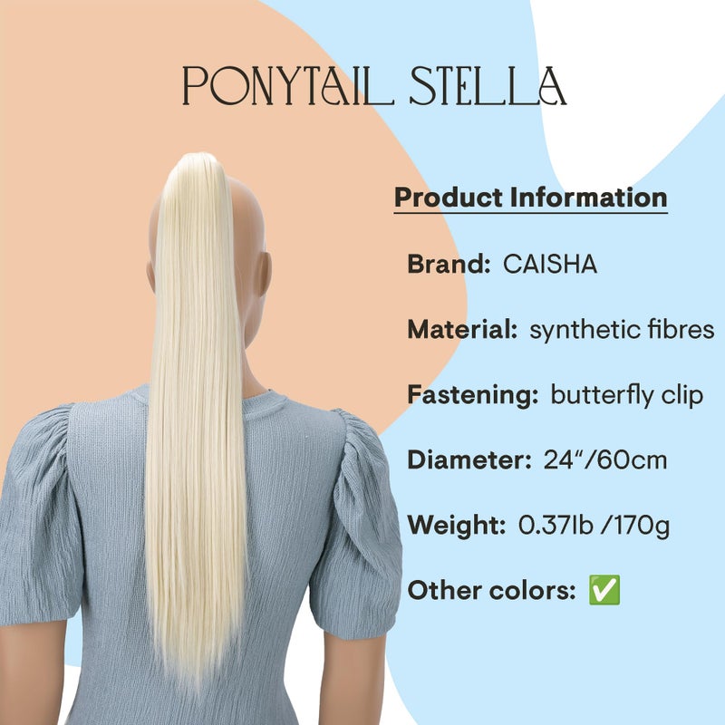 CAISHA 24" Hairpiece Ponytail Clip On Extension Long Hair Straight Platinum Blonde H618 - Image 2